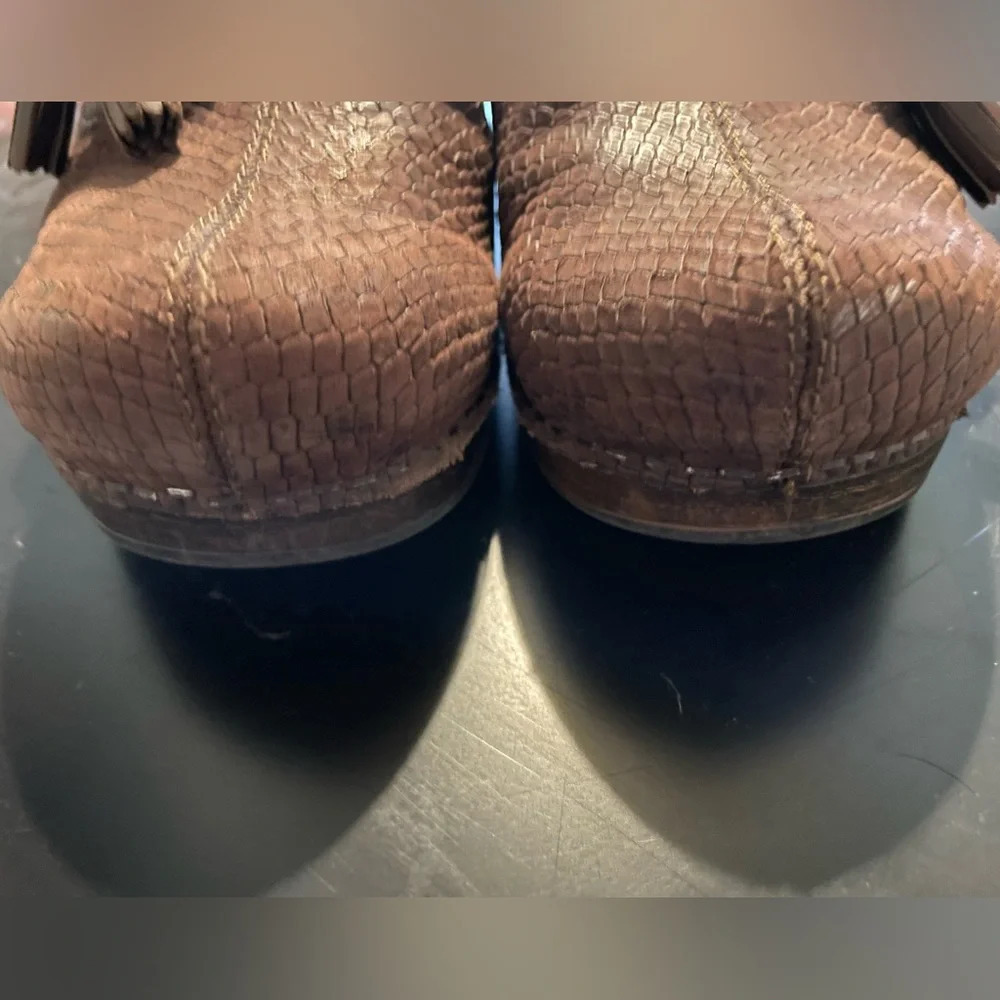 Dansko Shandi Brown Leather Snake Print Clog Shoes Size 37 or 6.5-7 - Picture 5 of 13